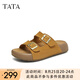 他她（TATA）勃肯鞋女棕色2025夏季新款厚底沙灘涼鞋女運(yùn)動涼鞋 黃棕（拖鞋款） 38