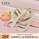 他她（TATA）休閑運動涼鞋女鞋羊皮法式坡跟涼鞋2025夏季新款7AP05BL5 銀色 38