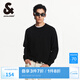 杰克·瓊斯（JACK&JONES）男裝針織衫純色舒適純棉立體鋼印圓領(lǐng)套頭毛衣 E40 黑色 M 175