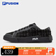 FILA FUSION 斐樂(lè )潮牌帆布鞋小香風(fēng)女鞋2025秋季新款格紋拼接板鞋 黑-BK 37.5