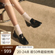 73Hours章若楠同款女鞋風(fēng)笛樂章2025新款金幣樂福鞋粗跟小皮鞋時尚