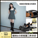 MIO【張婧怡同款】米奧春季超高跟單鞋蝴蝶搭扣淺口瑪麗珍鞋女 黑色 37