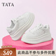他她（TATA）孫樂言同款女鞋小白鯨鞋子厚底透氣板鞋小白鞋增高休閑鞋 白色 37