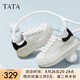 他她（TATA）小白鞋2025夏季新款奶油泡泡厚底女鞋增高松糕鞋板鞋 白/黑 35