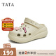 他她（TATA）洞洞鞋女防滑厚底2025秋季新款外穿包頭拖鞋涼鞋DWGN1BH4 杏色（7cm跟高） 39-40
