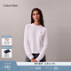 Calvin KleinJeans25秋季新款女士休閑通勤ck純棉刺繡純色打底長(cháng)袖T恤47D269G YAA-月光白 S
