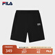 FILA 斐樂官方男士針織五分褲2025夏季新款時尚休閑舒適運動短褲 正黑色-BK M 170/80A/M