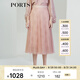 PORTS寶姿女裝夏季櫻粉色紗織半身裙長(cháng)裙LL9S009KCP002 玫瑰霧粉 XS (2)