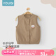 優(yōu)奇嬰兒馬甲春秋款男女寶寶背心開衫外套兒童坎肩新款外穿可愛毛線衣 咖色 100cm