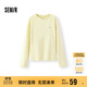 森馬（Semir）長袖T恤女吸濕速干分割戶外冬季2025插肩袖抓絨上衣109725101012