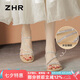ZHR平底涼鞋女夏時尚細(xì)帶百搭女鞋沙灘水鉆羅馬鞋女 BL231 銀色 37