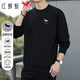 紅蜻蜓（RED DRAGONFLY）衛(wèi)衣男休閑時尚印花簡約圓領長袖T恤上衣百搭微彈套頭衫黑色2XL