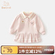 班喜迪女童連衣裙秋裝兒童學院風Polo衛(wèi)衣裙周歲禮服洋氣寶寶公主裙春秋 粉色 90
