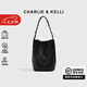 CHARLIE&KELLI CK品牌包包女包幾何菱格菜籃子水桶包腋下包女士2025新款手提包 黑色【七夕情人節禮物】 小號【七夕情人節禮物】