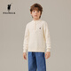 POLOWALK童裝男童針織衫2025年秋季新款保羅休閑絞花立領(lǐng)中大童學(xué)院風(fēng)毛衣 米白 立領(lǐng) 160