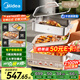 美的（Midea）鈦陶0氟多功能鍋電火鍋不銹鋼蒸鍋鴛鴦火鍋專用鍋超薄速沸多功能一體電鍋煎烤料理鍋DLS332266S