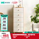 林氏家居現(xiàn)代北歐風(fēng)收納柜帶抽屜【原木色+白色】LS187E3-A五斗柜0.4米