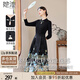 她池立領(lǐng)連衣裙2025秋裝新款女國風(fēng)拼接馬面裙新中式中長裙