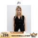 H's冰絲毛針織馬甲女25夏新款肌理設(shè)計感深V領(lǐng)收腰透氣通勤背心 黑色 S