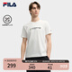 FILA 斐樂官方男裝針織短袖衫2025夏新款時尚簡約休閑基礎(chǔ)純棉T恤 云菇白-WT L 175/96A/L