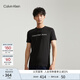 Calvin KleinJeans夏季男女情侶中性年輕ck多色印花透氣修身短袖T恤J320931 BEH-太空黑 XL （推薦160-175斤）