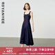 顏域無(wú)袖連衣裙女夏裝2025新款收腰顯瘦長(cháng)款輕熟風(fēng)牛仔氣質(zhì)吊帶裙 深藍 XL