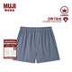 無印良品（MUJI）男式 棉府綢 前開口平角內(nèi)褲 男士男生男款四角純棉 薩克森藍格紋 L 175/88A