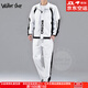 Walker Shop高端運動(dòng)套裝男春秋季新款大碼寬松舒適親膚休閑夾克外套男兩件套 白色【立領(lǐng)款】 XL【建議130-145斤】