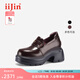 艾今（IIJIN）2025夏季新款9.5cm厚底內增高女鞋超輕百搭真皮樂(lè )福鞋女721DKA 巧克力色 34