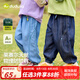 嘟嘟家男童軟牛仔褲秋裝兒童洋氣褲子女童秋季休閑褲寶寶舒適寬松長(zhǎng)褲潮 深藍(lán)色 110