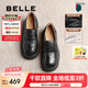 百麗（Belle）七夕禮物歡樂奏jk樂福鞋25春新商場款真皮百搭休閑鞋D2P1DAA5 黑色 41 (255mm)