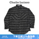 Charlie Luciano【迪麗熱巴同款】格子襯衫中性小香風(fēng)經(jīng)典情侶同款國(guó)潮外套cl男潮 黑色 M
