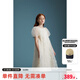 ELLE KIDS法式重工花朵珠片泡泡袖夏季新款女童生日party公主連衣裙 米白色 140