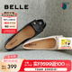 百麗（Belle）七夕禮物簡約高跟單鞋商場同款真皮粗跟通勤單鞋B5M1DCQ4 黑色 36 (230mm)