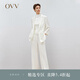 OVV2024春夏新款女裝三醋酸面料中腰寬松直筒休閑通勤西褲 本白（凈色）10 S
