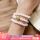 曼麗翠【七夕禮物】國潮新中式和田白玉三繞手串金珀疊戴手鏈送女友