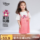 Disney baby迪士尼女童連衣裙兒童裙子中小童裝夏季假兩件可愛衣服 粉色  110