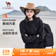 駱駝（CAMEL）薄絨風(fēng)衣女戶外防潑水修身梭織外套 J23CAYL6066 幻影黑 XL
