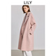 LILY2025冬新款羊毛羊駝毛雙面呢西裝領(lǐng)高級感純色毛呢大衣外套女 120淺粉 L