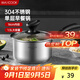 美廚（maxcook）奶鍋 304不銹鋼奶鍋湯鍋16cm 泡面煮奶輔食鍋 加厚復(fù)合底MCN8176