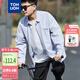 唐獅（TonLion）2025春男豎條紋口袋細節小標長(cháng)袖襯衫 蔚藍 XL 