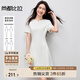 尚都比拉設(shè)計感V領(lǐng)性感連衣裙女夏季優(yōu)雅氣質(zhì)白色收腰裙休閑風(fēng)通勤中長裙