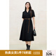 獨束大碼女裝2025夏季新款通勤翻領(lǐng)收腰連衣裙修身顯瘦短袖襯衫裙 黑色 L （尺碼：2）