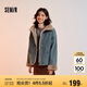 森馬（Semir）牛仔棉服女拼接毛領(lǐng)美式復(fù)古2024冬寬松毛邊夾克街頭109724108017