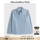 ABERCROMBIE & FITCH男裝25春夏百搭經(jīng)典小麋鹿老錢風(fēng)亞麻混紡長(zhǎng)袖襯衫KI125-5180 藍(lán)色 S (175/92A)
