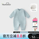 歡喜小熊 嬰兒衣服春秋夾棉連體衣寶寶純棉哈衣爬服女0-3個月新生兒保暖衣 菱形格藍(lán) 90cm (建議18-24月身高80-90cm)
