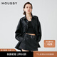 moussy 女裝新款街頭風(fēng)皮衣外套女028HSZ30-0531 020黑色 均碼
