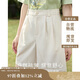 茵曼（INMAN）百搭休閑褲女春夏季舒適高腰遮胯顯瘦A字短褲子 淺杏色 28 