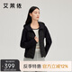 艾萊依輕薄羽絨服女款拼接連帽修身顯瘦秋冬鴨絨保暖外套 炭黑XL