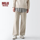 無印良品 MUJI 女式 燈芯絨 直筒褲 燈芯絨褲子女 長褲 休閑褲 BE1OWA3A 象牙色 S(155/62A)